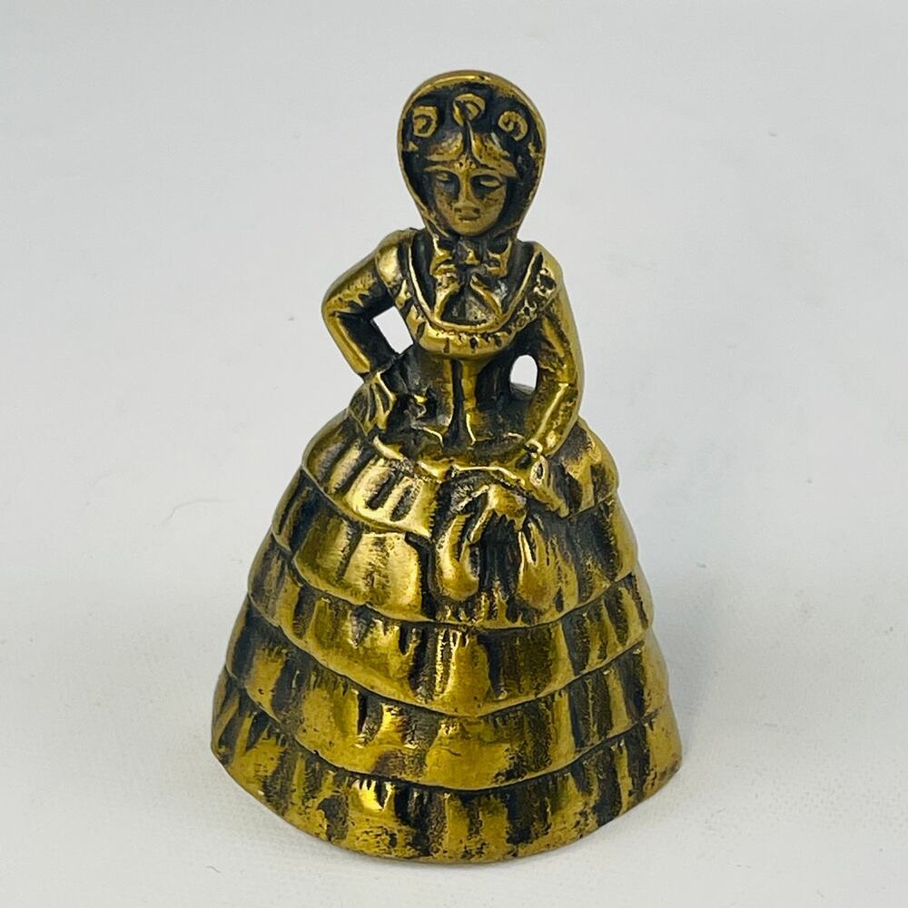 Vintage Solid Brass Bell Victorian Lady or Southern Bell Made in England 4”